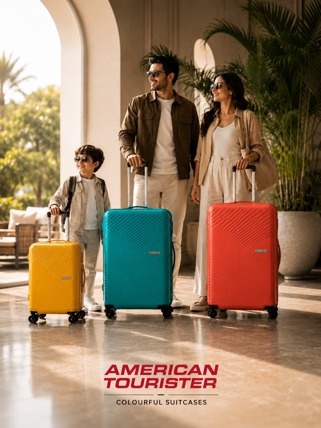 American Tourister colourful suitcase